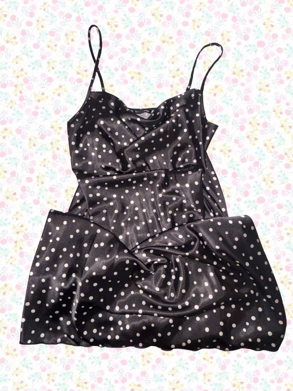 Black Polka Dot Slip Dress - Picture 2 of 4